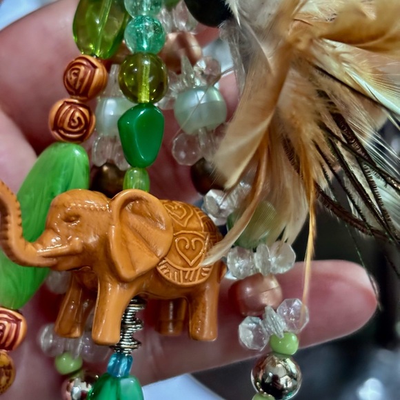 Bohemian bag purse backpack charm elephant upcycled jewelry - Picture 4 of 6